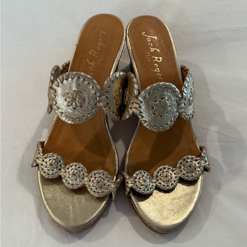 Jack Rogers Lauren Wedge, gold size 7.5